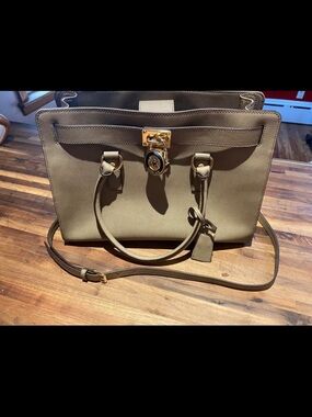 Michael Kors taupe tote with Gold Hardware